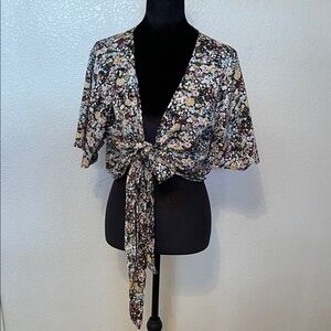 Jon & Anna Multicolor Floral Tie-Front Blouse